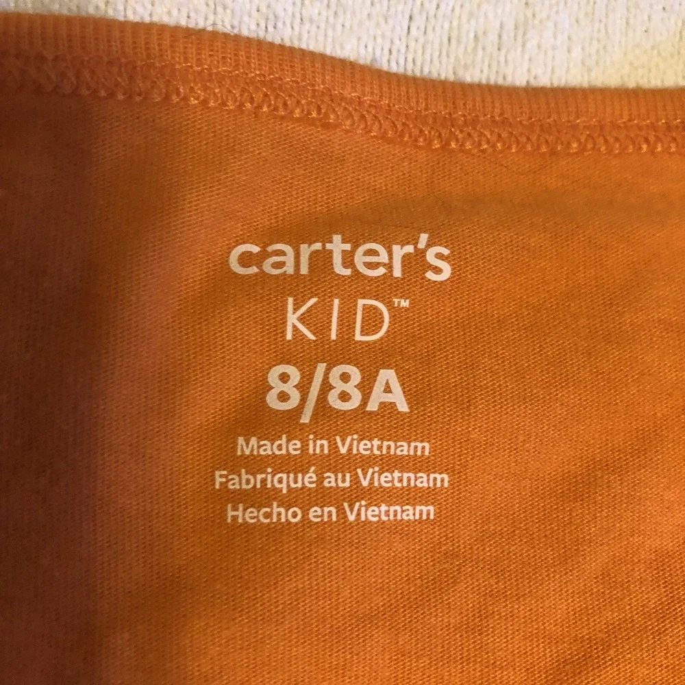 Carter's Halloween Orange Shirt Ghost Scene Trick-Or-Treat Kids 8/8A New W/Tag